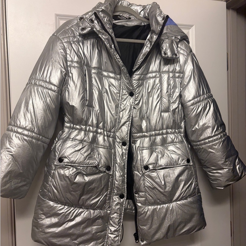 Urban Outfitters Metallic Silver Puffer Jacket
